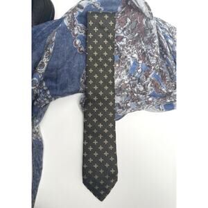 Isaia Napoli Brown & Gold Geometric Medallion Silk Neck Tie Made in Italy
